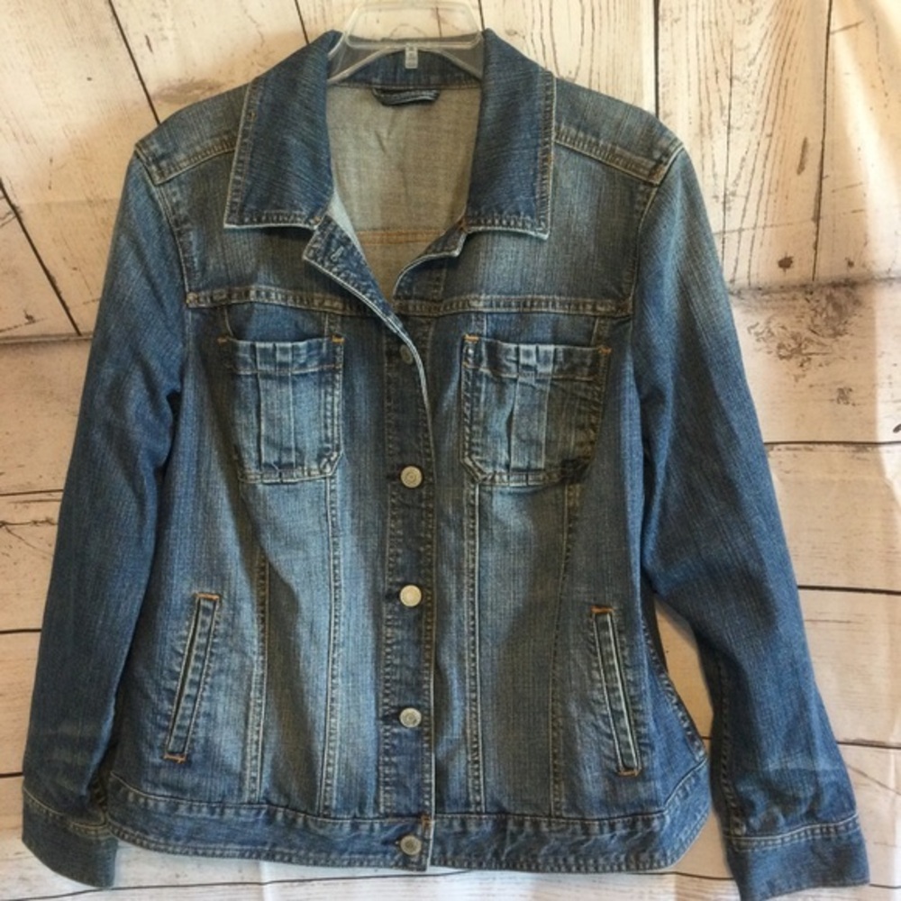 ROZ & ALI Classic Detailed Denim Jacket Casual Chic Size 1X